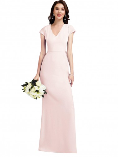 Cap Sleeve A-Line Formal Crepe Bridesmaid Dress / Prom Dress with Pockets Brisbane