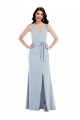 Open Back Halter Maxi Formal Crepe Bridesmaid Dress / Prom Dress with Draped Bow Brisbane