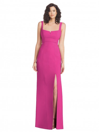 Wide Strap Notch Empire Waist Bridesaid Dress with Front Slit Brisbane