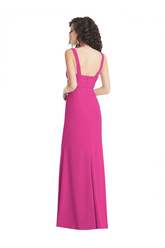 Wide Strap Notch Empire Waist Bridesaid Dress with Front Slit Brisbane