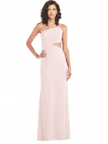 Flirty One Shoulder Midriff Cutout Maxi Formal Crepe Bridesmaid Dress / Prom Dress Brisbane
