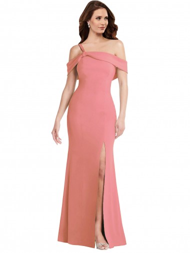 One Shoulder Draped Cuff Maxi Bridesmaid Dress / Prom Dress with Front Slit Brisbane