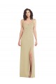Wide Strap Slash Cutout Empire Formal Crepe Bridesmaid Dress / Prom Dress with Front Slit Brisbane