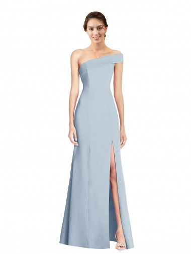 Asymmetrical Off the Shoulder Cuff Trumpet Formal Crepe Bridesmaid Dress / Prom Dress With Front Slit Brisbane