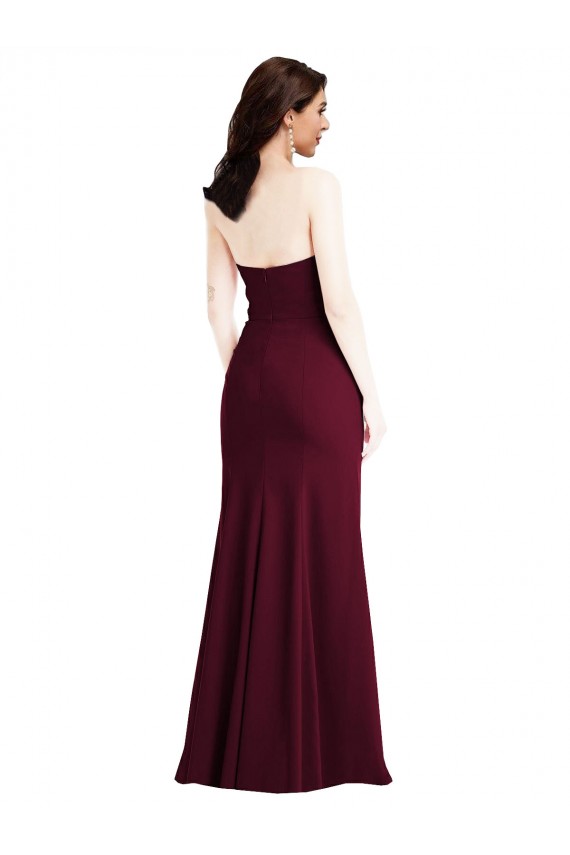 Strapless Crepe Maxi Bridesmaid Dress / Prom Dress with Front Slit Brisbane