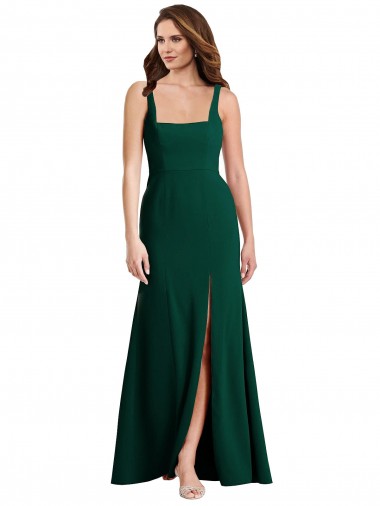 Square Neck Trumpet Maxi Bridesmaid Dress / Prom Dress with Front Slit Brisbane