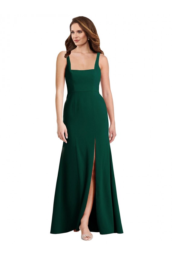 Square Neck Trumpet Maxi Bridesmaid Dress / Prom Dress with Front Slit Brisbane