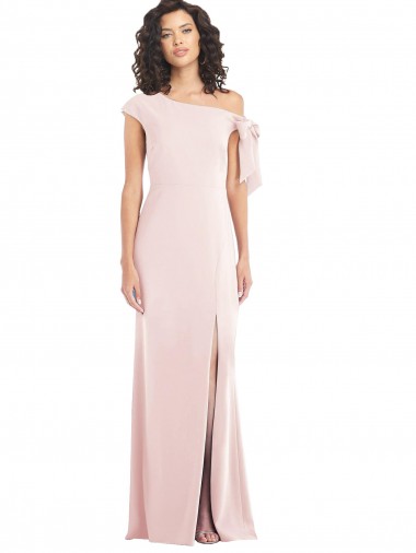 Off the Shoulder Tie Detail Trumpet Formal Crepe Bridesmaid Dress / Prom Dress with Front Slit Brisbane