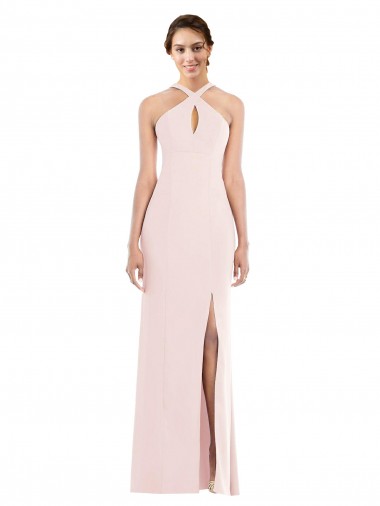 Criss Cross Halter Princess Line Trumpet Formal Crepe Bridesmaid Dress / Prom Dress Brisbane