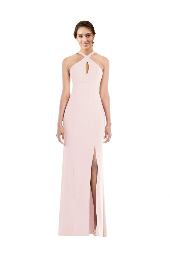 Criss Cross Halter Princess Line Trumpet Formal Crepe Bridesmaid Dress / Prom Dress Brisbane