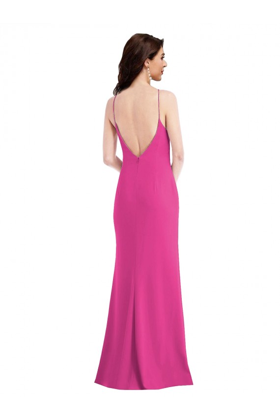 Open Back High Neck Halter Trumpet Formal Crepe Bridesmaid Dress / Prom Dress Brisbane