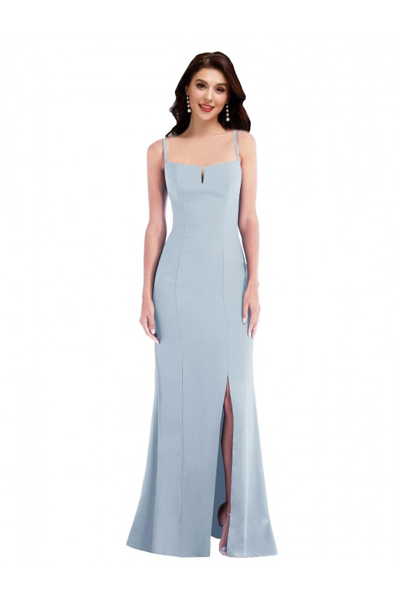Flattering Trumpet Maxi Formal Crepe Bridesmaid Dress / Prom Dress with Front Slit Brisbane