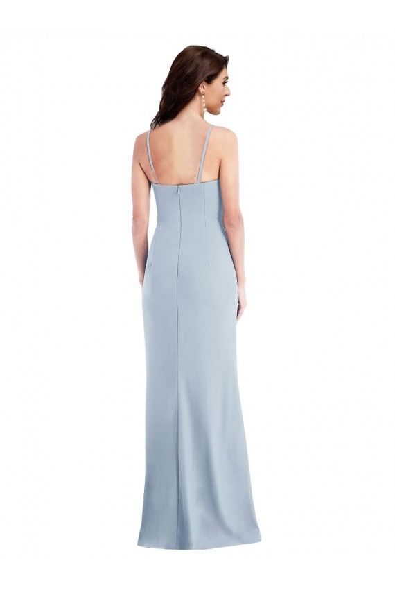 Flattering Trumpet Maxi Formal Crepe Bridesmaid Dress / Prom Dress with Front Slit Brisbane