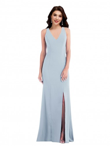 Criss Cross Cutout Back Maxi Bridesmaid Dress / Prom Dress with Front Slit Brisbane