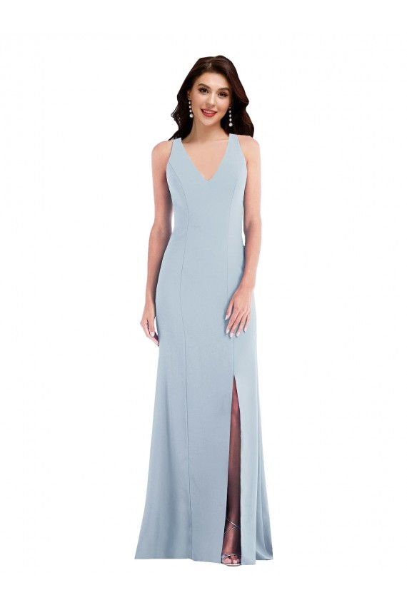 Criss Cross Cutout Back Maxi Bridesmaid Dress / Prom Dress with Front Slit Brisbane