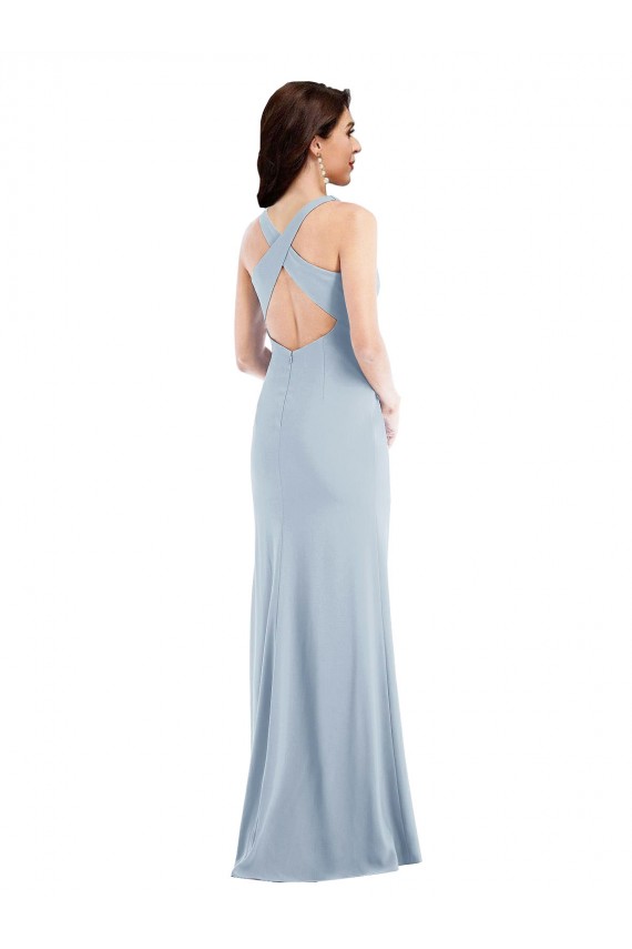 Criss Cross Cutout Back Maxi Bridesmaid Dress / Prom Dress with Front Slit Brisbane