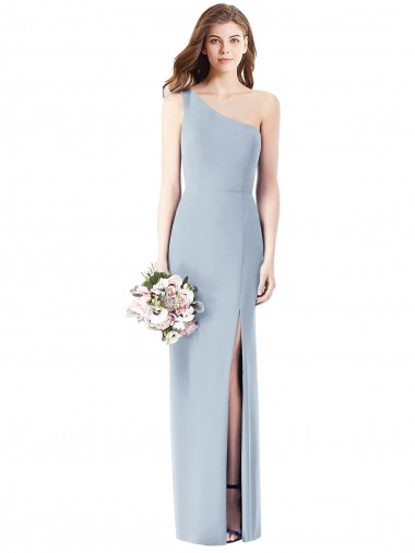 One Shoulder Crepe Trumpet Bridesmaid Dress / Prom Dress with Front Slit Brisbane
