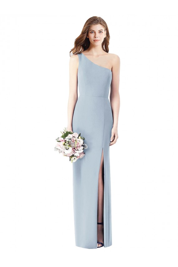 One Shoulder Crepe Trumpet Bridesmaid Dress / Prom Dress with Front Slit Brisbane