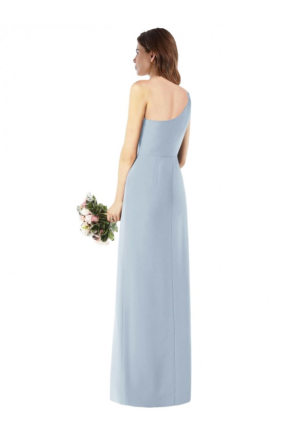 One Shoulder Crepe Trumpet Bridesmaid Dress / Prom Dress with Front Slit Brisbane
