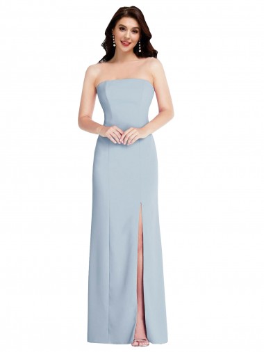 Strapless Scoop Back Maxi Formal Crepe Bridesmaid Dress / Prom Dress with Front Slit Brisbane