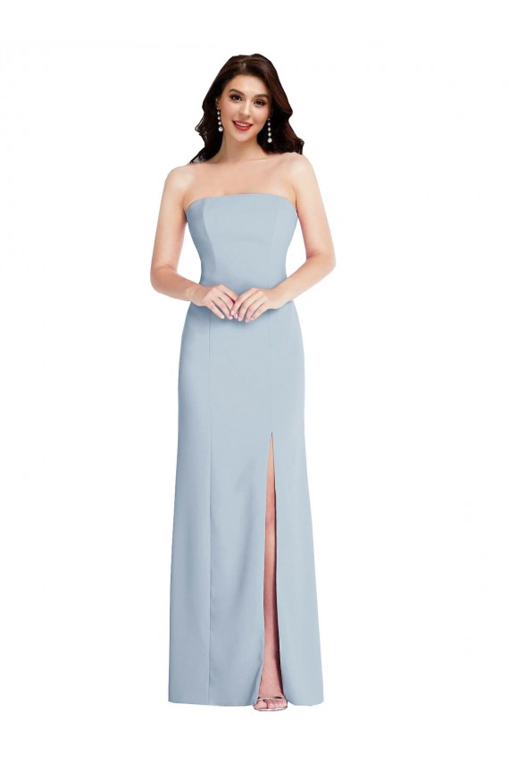 Strapless Scoop Back Maxi Formal Crepe Bridesmaid Dress / Prom Dress with Front Slit Brisbane