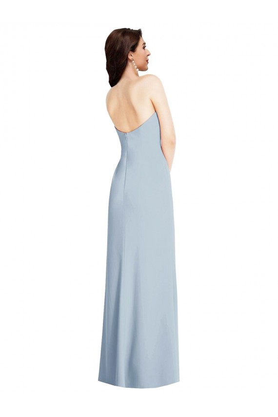 Strapless Scoop Back Maxi Formal Crepe Bridesmaid Dress / Prom Dress with Front Slit Brisbane