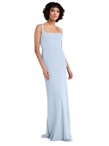 Slim Square Neck Fit and Flare Full Length Stretch Crepe Bridesmaid Dress / Prom Dress Brisbane