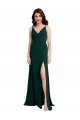 Slim A-Line V-Neck Full Length Formal Crepe Bridesmaid Dress / Prom Dress with Side Slit Brisbane