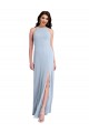 Fit and Flare High Neck Formal Crepe Bridesmaid Dress / Prom Dress with Side Slit Brisbane