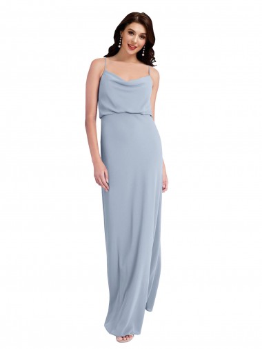 Draped Cowl Neck Long Formal Crepe Bridesmaid Dress / Prom Dress with Spaghetti Straps Brisbane