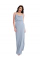Draped Cowl Neck Long Formal Crepe Bridesmaid Dress / Prom Dress with Spaghetti Straps Brisbane