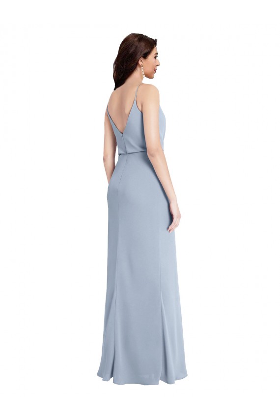 Draped Cowl Neck Long Formal Crepe Bridesmaid Dress / Prom Dress with Spaghetti Straps Brisbane