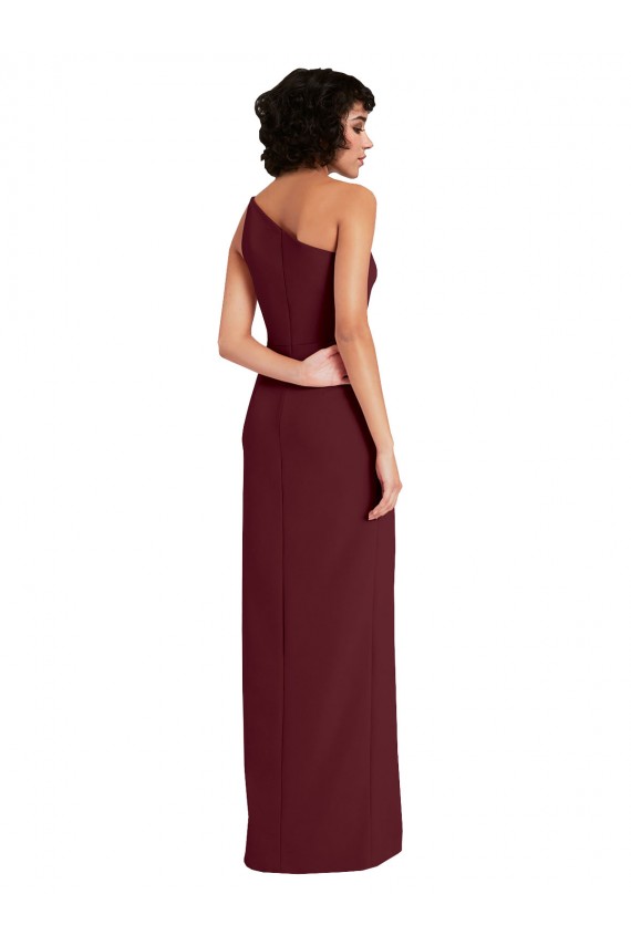 Sleek One Shoulder Long Formal Crepe Bridesmaid Dress / Prom Dress with Daring Slit Brisbane