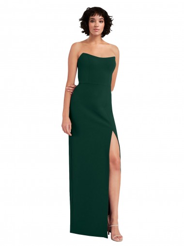 Scooped Strapless Neckline Formal Crepe Bridesmaid Dress / Prom Dress with Side Slit Brisbane