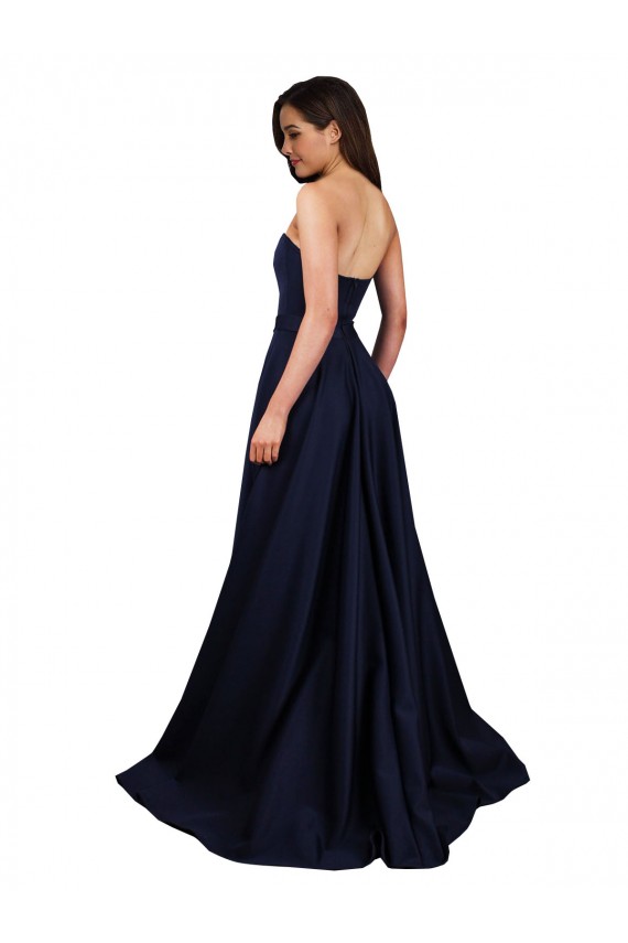 Sweetheart Neckline Low Back Long Formal Crepe Bridesmaid Dress / Prom Dress with High Leg Spit Brisbane