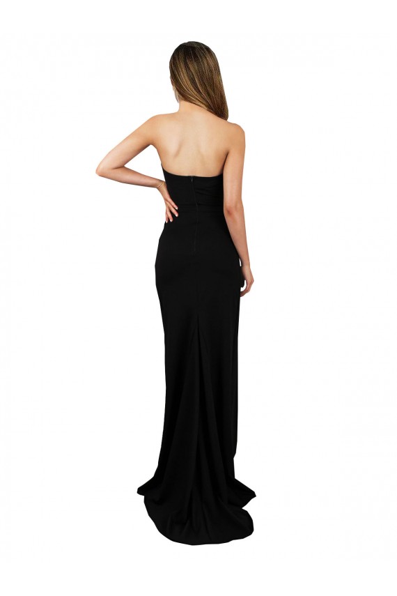 Corset Style Strapless Formal Crepe Bridesmaid Dress / Prom Dress with High Split Brisbane