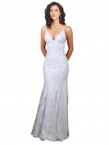 V-Neckline Backless Floral Patterned Sequin Formal Bridesmaid Dress / Prom Dress Brisbane