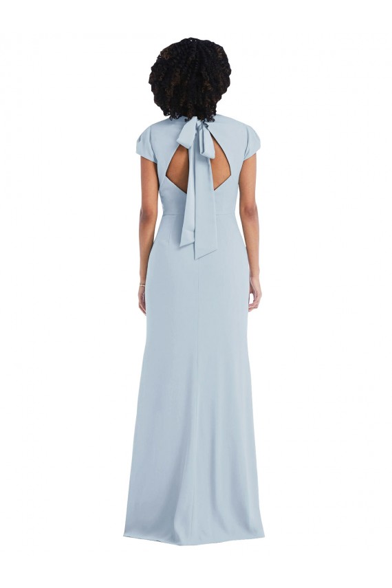 Cap Sleeve Cutout Tie Back Trumpet Bridesmaid Dress Brisbane