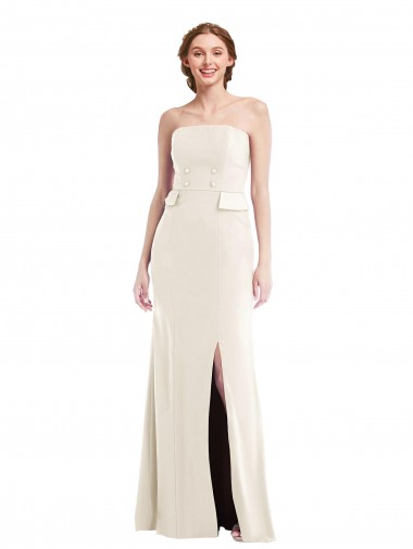 Long Strapless Tuxedo Maxi Bridesmaid Dress / Prom Dress with Front Slit Brisbane
