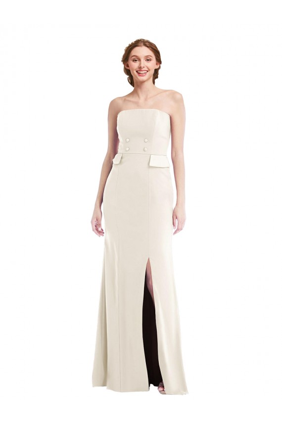Long Strapless Tuxedo Maxi Bridesmaid Dress / Prom Dress with Front Slit Brisbane