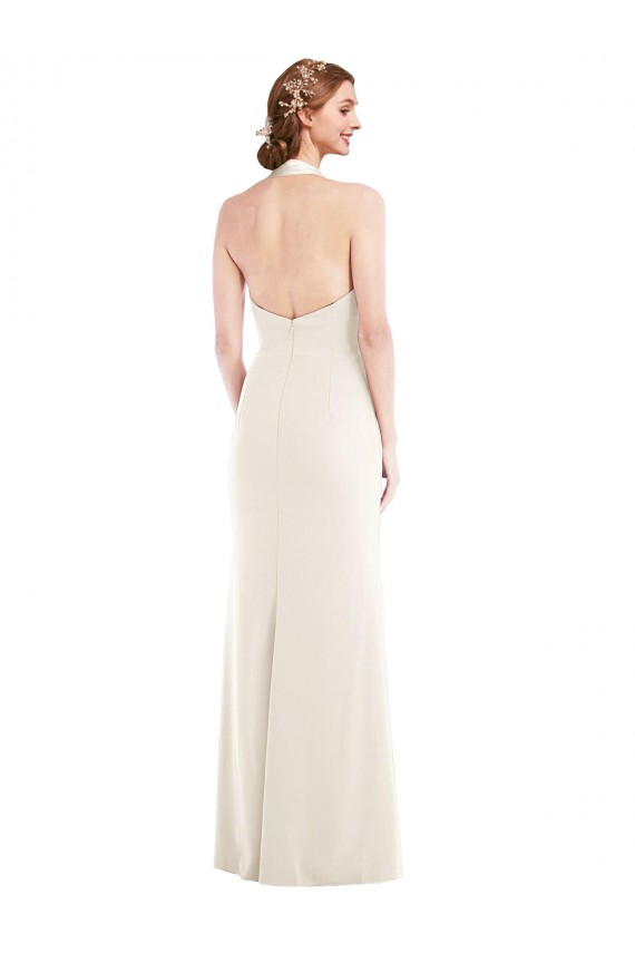 Halter Tuxedo Maxi Bridesmaid Dress / Prom Dress with Front Slit Brisbane
