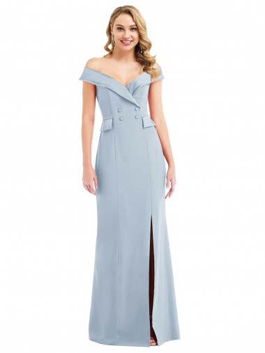 Off the Shoulder Tuxedo Maxi Bridesmaid Dress / Prom Dress with Front Slit Brisbane