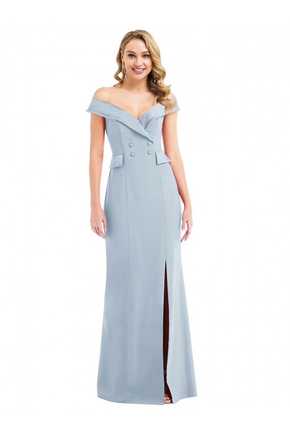 Off the Shoulder Tuxedo Maxi Bridesmaid Dress / Prom Dress with Front Slit Brisbane