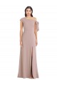 Off the Shoulder Tie Detail Maxi Formal Crepe Bridesmaid Dress / Prom Dress with Front Slit Brisbane