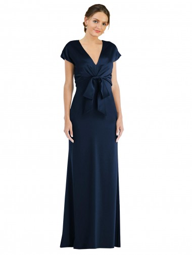 Soft Bow Blouson Bodice Trumpet Formal Crepe Bridesmaid Dress / Prom Dress Brisbane