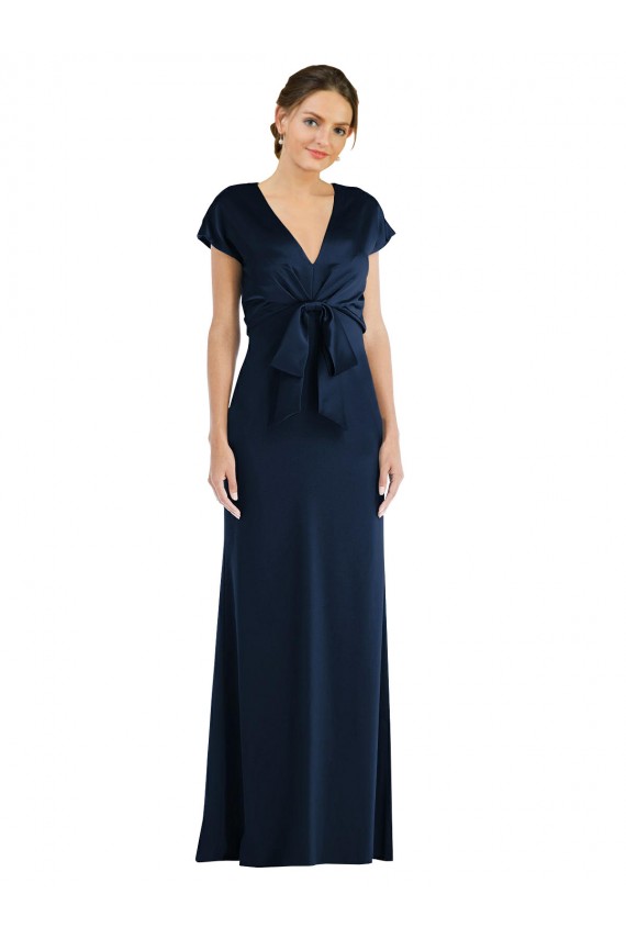 Soft Bow Blouson Bodice Trumpet Formal Crepe Bridesmaid Dress / Prom Dress Brisbane