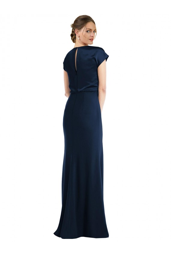 Soft Bow Blouson Bodice Trumpet Formal Crepe Bridesmaid Dress / Prom Dress Brisbane