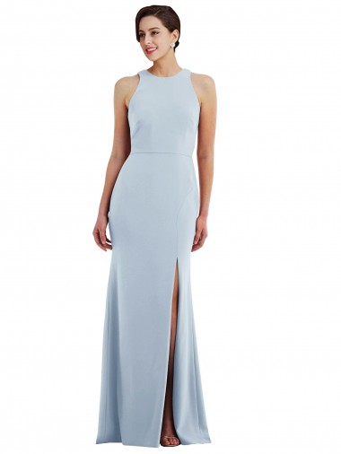 Cutout Open Back Halter Maxi Formal Crepe Bridesmaid Dress / Prom Dress with Scarf Tie Brisbane