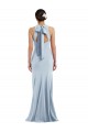 Cutout Open Back Halter Maxi Formal Crepe Bridesmaid Dress / Prom Dress with Scarf Tie Brisbane