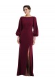 Bishop Sleeve Open Back Trumpet Formal Crepe Bridesmaid Dress / Prom Dress with Scarf Tie Brisbane